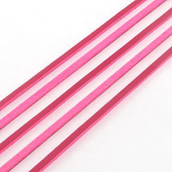 Rosa Caliente Cordón del ante de imitación, encaje de imitación de gamuza, un lado que cubre con cuero de imitación, color de rosa caliente, 2.7x1.4 mm, aproximadamente 98.42 yardas (90 m) / rollo