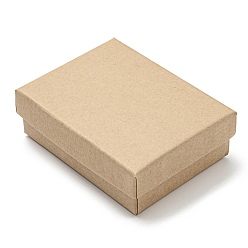 Moccasin Cardboard Jewelry Packaging Boxes, with Sponge Inside, for Rings, Small Watches, Necklaces, Earrings, Bracelet, Rectangle, Moccasin, 8.9x6.85x3.1cm