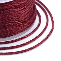 Rouge Foncé Cordons tressés en polyester, pour la fabrication de bijoux, rouge foncé, 2mm, environ 21.87 yards (20m)/rouleau