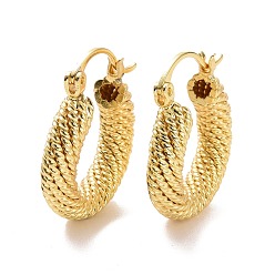 Light Gold Brass Chunky Hoop Earrings for Women, Cadmium Free & Lead Free, Light Gold, 23x19.5x15mm, Pin: 0.9mm