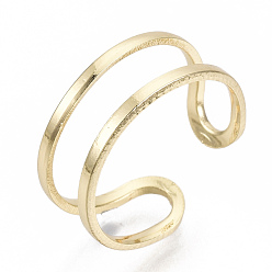 Real 18K Gold Plated Brass Cuff Finger Rings, Open Rings, Nickel Free, Real 18K Gold Plated, US Size 6(16.5mm)