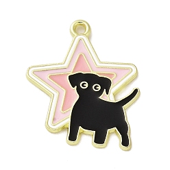 Собака Подвески из эмали и сплава, золотые, звезда очарование, собака, 27.5x23x1.5 мм, отверстие : 1.5 мм
