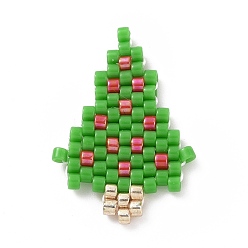 Christmas Tree Handmade MIYUKI Japanese Seed Loom Pattern Seed Beads, Christmas Theme Pendants, Christmas Tree Pattern, 22x15x1.7mm