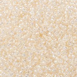 (RR281) Pale Peach Lined Crystal AB MIYUKI Round Rocailles Beads, Japanese Seed Beads, (RR281) Pale Peach Lined Crystal AB, 8/0, 3mm, Hole: 1mm, about 2111~2277pcs/50g
