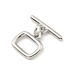 Platinum Brass Toggle Clasps, Rectangle, Cadmium Free & Lead Free, Long-Lasting Plated, Platinum, ring: 11x10.5x1.5mm, hole: 1.2mm, bar: 4x14.5x1.5mm, Hole: 1.2mm