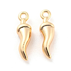 Real 18K Gold Plated Brass Charms, Chili Charm, Real 18K Gold Plated, 11x3x3mm, Hole: 1mm