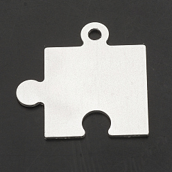 Silver Aluminium Pendants, Laser Cut Pendants, Puzzle, Silver, 38x39x1.5mm, Hole: 4mm