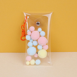 Clair Porte-clés de sac de poupée de dessin animé de boîte aveugle en pvc transparent, avec les accessoires en alliage, rectangle, clair, 14x7 cm