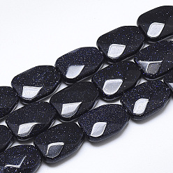 Blue Goldstone Synthetic Blue Goldstone Beads Strands, Faceted, Calabash, 16~16.5x12x6mm, Hole: 1mm, about 12pcs/strand, 7.8 inch