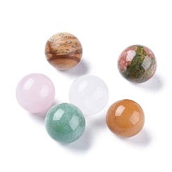 Mixed Stone Gemstone Beads, Gemstone Sphere, No Hole/Undrilled, Round, Antique White, 17.5~18mm