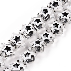 Noir Brins de perles à chalumeau manuels, étoiles, noir, 11.5x12.5x6mm, Trou: 0.7mm, Environ 33 pcs/chapelet, 14.57'' (37 cm)