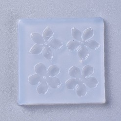 Blanc Moules en silicone de qualité alimentaire, moules de résine, pour la résine UV, fabrication de bijoux en résine époxy, fleur, blanc, 48x48mm, fleur: 20 mm
