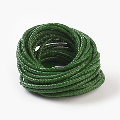 Green Braided Leather Cord, Leather Jewelry Cord, Jewelry DIY Making Material, Dyed, Round, Green, 6mm, about 10.93 yards(10m)/bundle