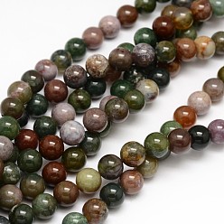 Indian Agate Natural Indian Agate Round Beads Strands, 4mm, Hole: 1mm, about 85~90pcs/strand, 15.3 inch