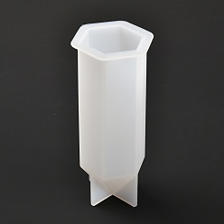 Blanc Moules à bougies hexagonales, moules en silicone, pour le savon de bougie maison, blanc, 63x57x141mm