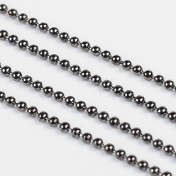Черный Цвет Металла Железный шар бусинка цепи, пайки, металлический черный , с катушкой, шарика: 1.5 mm, около 328.08 футов (100 м) / рулон