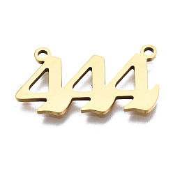 Number 201 Stainless Steel Pendant Links, Laser Cut, Golden, Num.4, 12x22x1mm, Hole: 1.4mm