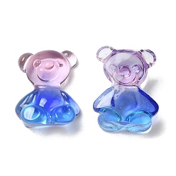 Blue Transparent Epoxy Resin Cabochons, with Glitter Powder, Two Tone Bear, Blue, 22x17x8mm
