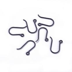 Black Plastic Earring Hooks, Ear Wire, with Horizontal Loop, Black, 11x9x0.6mm, 22 Gauge, Hole: 0.9mm