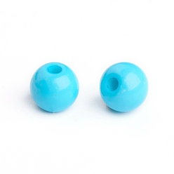 Bleu Ciel Foncé Solides perles de boule acrylique morceaux, ronde, bleu profond du ciel, 4mm, Trou: 1mm, environ14800 pcs / 500 g
