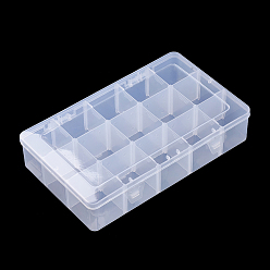 Прозрачный Пластмассовый шарик контейнеры, регулируемая коробка делителей, съемные отсеки 15, прямоугольные, прозрачные, 27.5x16.5x5.7 см