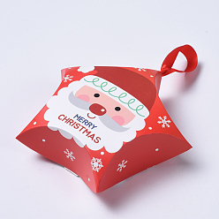 Rouge Coffrets cadeaux de noël en forme d'étoile, avec ruban, sacs d'emballage cadeau, pour cadeaux bonbons cookies, rouge, 12x12x4.05 cm