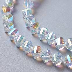 Clair AB Verre imitation perles de cristal autrichien, torsion facettes, clair ab, 8x6mm, Trou: 1.4mm