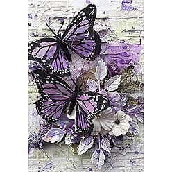 Papillon Kit de peinture diamant bricolage fleur, y compris le sac de strass en résine, stylo collant diamant, plaque de plateau et pâte à modeler, papillon, 400x300mm