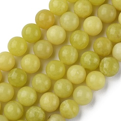 Limón Jade Hilo de cuentas de jade natural de limón, rondo, 10 mm, agujero: 1 mm, sobre 36~38 unidades / cadena, 14.88~14.96 pulgada (37.8~38 cm)