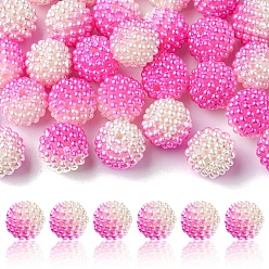 Magenta Granos de acrílico de la perla de imitación, perlas de la baya, perlas combinadas, rondo, magenta, 12 mm, agujero: 1 mm
