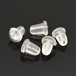 Plastique Écrous d'oreilles en plastique transparent, dos d'oreille, 4x6mm, trou: 0.5 mm, environ 9000 PCs / sachet 
