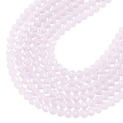 Pink Brins de perles de verre arricraft, imitation de perles de verre de jade, facette, rondelle, rose, 4mm, Trou: 1mm, Environ 107 pcs/chapelet, 16.8 pouce, 6strand / boîte