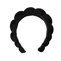 Black Soft Plush Hair Bands, Padded Braid Wide Hair Bands Accessories for Women Girls, Black, 180x180x40mm