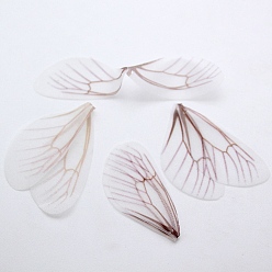White Atificial Craft Chiffon Butterfly Wing, Handmade Organza Dragonfly Wings, Gradient Color, Ornament Accessories, White, 92x20mm, Hole: 1.5mm