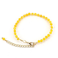 Quartz Jaune Bracelet réglable en perles de quartz jaune naturel avec fermoir à pince de homard, bijoux enveloppés de fil de laiton pour femmes, 7-7/8~9-7/8 pouce (20~25 cm)