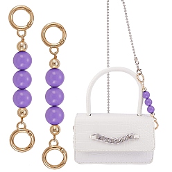 Violeta Oscura Cadena de extensión de bolsa, con cuentas de plástico abs y anillos de resorte de aleación de oro claro, para accesorios de reemplazo de bolsas, violeta oscuro, 13.8 cm