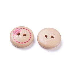 Creamy White Painted Butterfly Wood Buttons with 2-Hole, Wooden Buttons, Creamy White15mm in diameter hole: 1.5mm