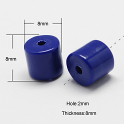 Prussian Blue Solid Colour Acrylic Beads, Column, Prussian Blue, 8x8x8mm, Hole: 2mm, about 1075pcs/500g