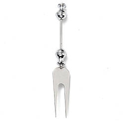 Stainless Steel Color 201 Stainless Steel Tableware, Beadable Flatware, with Alloy Findings, Fork, Stainless Steel Color, 153x22x16mm