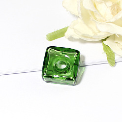 Verde Colgante de botella de perfume de murano hecho a mano, cuadrado y corazón, verde, 20x20 mm