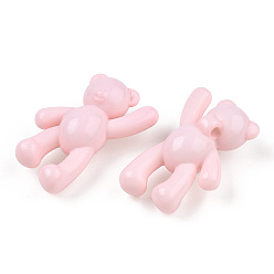 Pink Opaque Acrylic Pendants, Bear, Pink, 37x28x13mm, Hole: 2.5mm, about 133pcs/500g