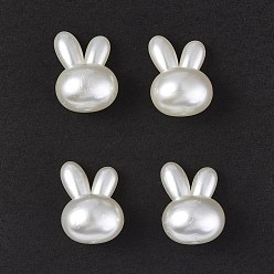 Blanc Perles de nacre en plastique ABS, lapin, blanc, 23.5x16.5x14mm, Trou: 4mm, environ255 pcs / 500 g