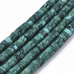 Verde azulado Cuentas de turquesas sintéticas hebras, teñido, perlas heishi, disco, cerceta, 4x1~2 mm, agujero: 0.7 mm, sobre 195~213 unidades / cadena, 14.96 pulgada ~ 15.31 pulgada (38~38.9 cm)