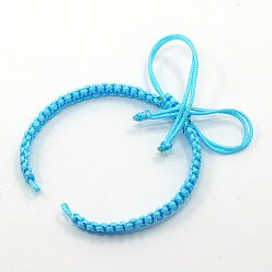 Cyan Cordon tressé en nylon pour la fabrication de bracelets de bricolage, cyan, 100~110x5x2mm, Trou: 2~4mm