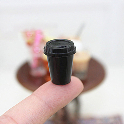 Noir Mini tasse à café en résine, pour accessoires de maison de poupée, faire semblant de décorations d'accessoires, noir, 14x17mm