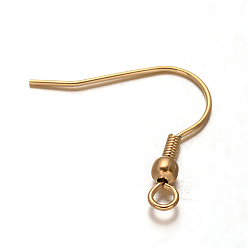 Real 18K Gold Plated Ion Plating(IP) 304 Stainless Steel Earring Hooks, with Horizontal Loop, Real 18K Gold Plated, 20x21x3mm, 9 Gauge, Hole: 2mm