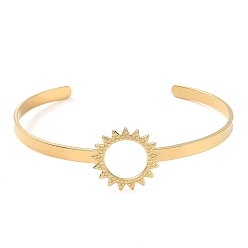 Золотой 304 женский браслет-манжета с полым подсолнухом из нержавеющей стали, золотые, внутренний диаметр: 2-1/2 дюйм (6.3 см)