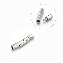 Stainless Steel Color Column 304 Stainless Steel Bayonet Clasps, Stainless Steel Color, 26x4mm, Hole: 2mm