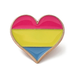 Corazón Alfileres de esmalte con tema de arcoíris del orgullo, Broches de aleación de oro claro para ropa de mochila., corazón, 23x25x1.5 mm