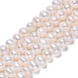 Seashell Color Natural Cultured Freshwater Pearl Beads Strands, Potato, Seashell Color, 3.5~4.5x4.5~6x4.5~5mm, Hole: 0.7mm, about 80~82pcs/strand, 13.94 inch~14.17 inch(35.4cm~36cm)